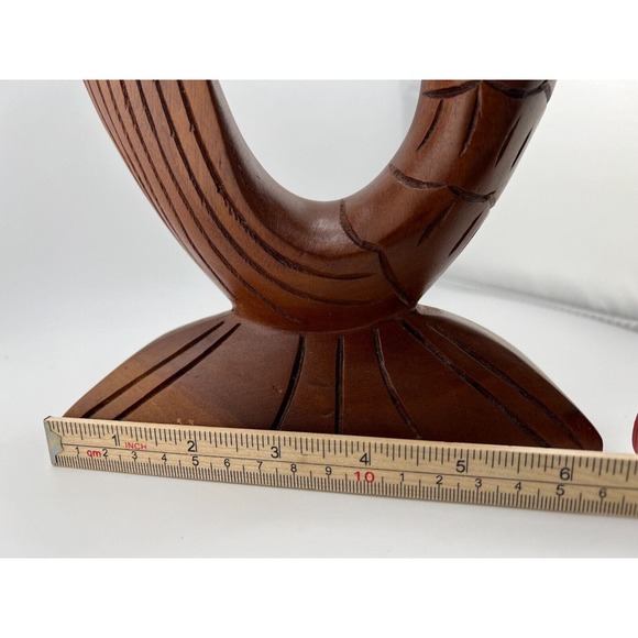 Vintage Hand Carved Brown Wooden Home‎ Decorative Fish Sculpture Animal Figurine - Picture 9 of 10